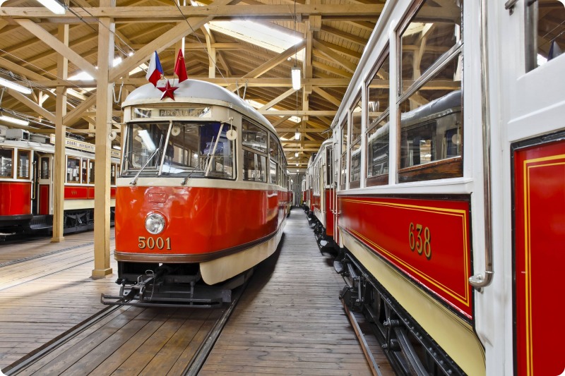 historické tramvaje v muzeu