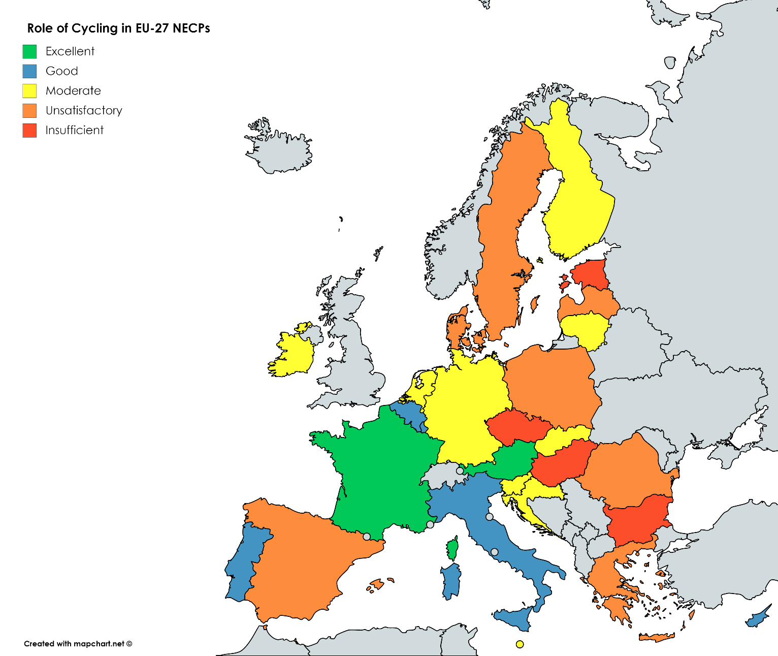 role cyklistiky ve státech EU-27 | zdroj: ecf.cz