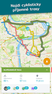 stránka Najdi cyklisticky příjemné trasy v aplikaci Na kole Prahou