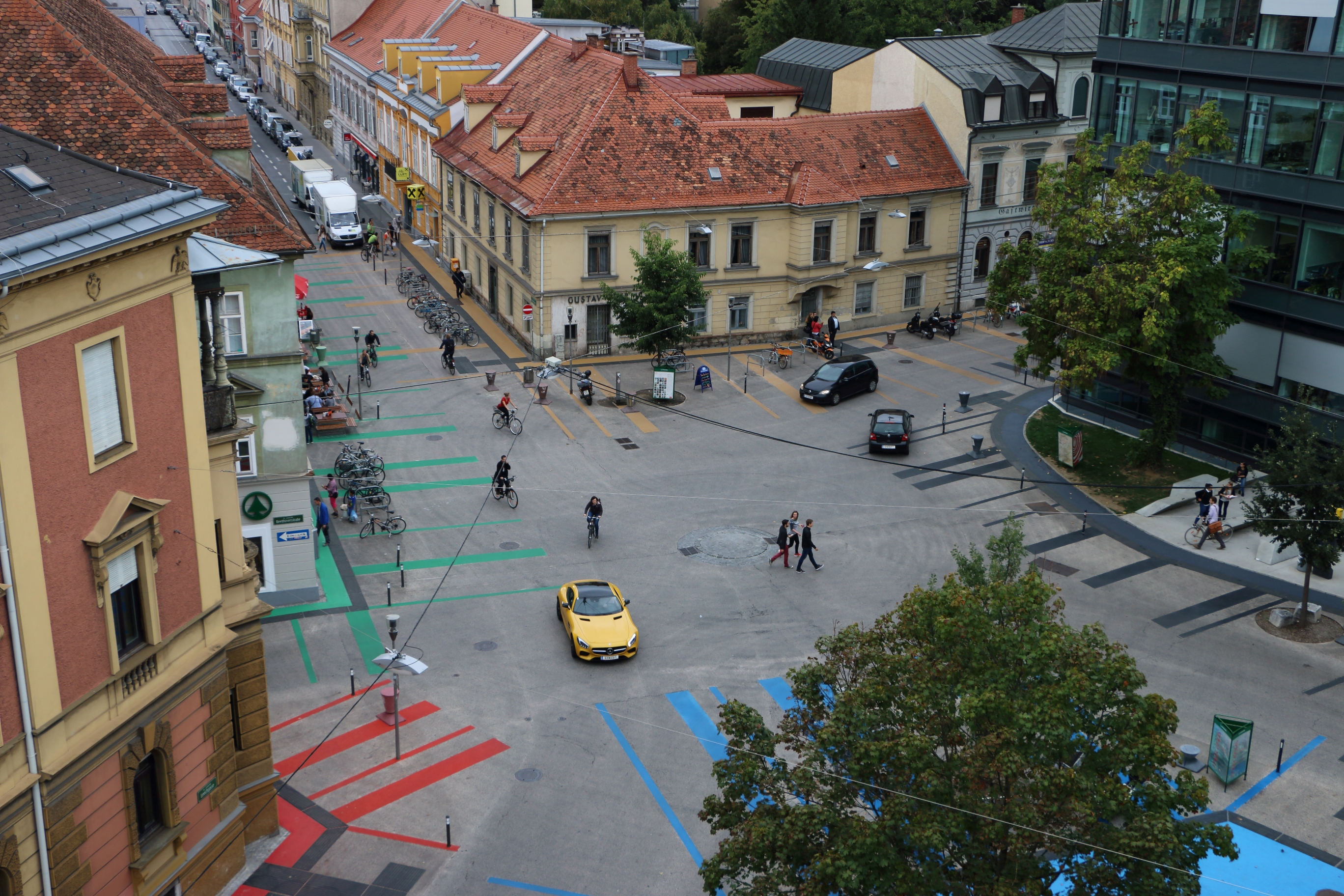 sdílená zóna na náměsti ve Štýrském Hradci