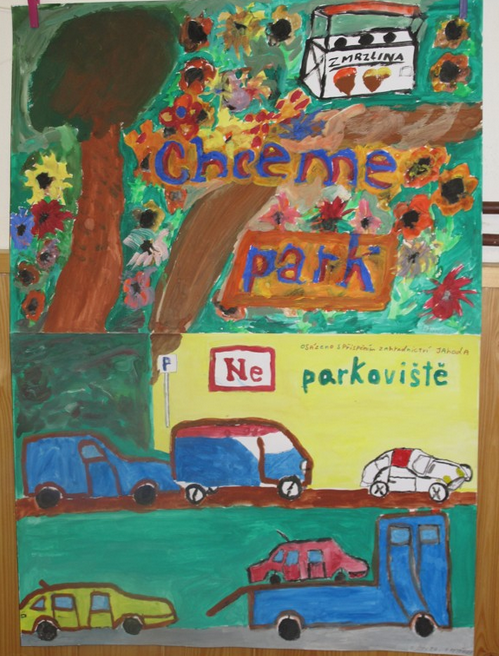 dětský obrázek s větou, že děti chtějí park