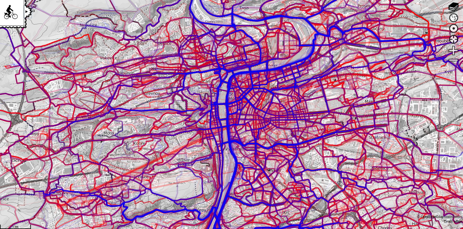 heat map Prahou na kole DPNK