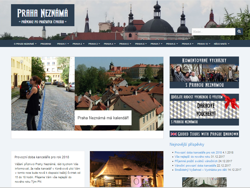 ukázka webových stránek Praha Neznámá