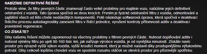 Nabídka k odstranění DPF od firmy RENOVACAR