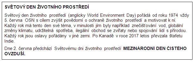 Krátce z hosrie Světového dne životního prostředí