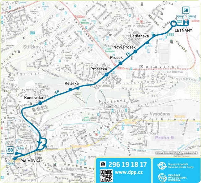 mapka trati nové trolejbusové linky