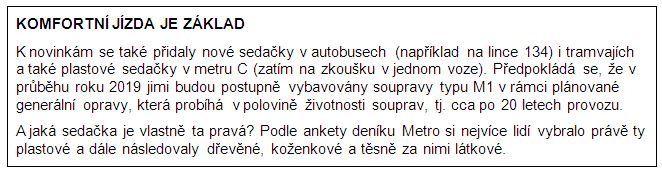 v rámečku o tom, že i správné sedačky jsou inovace