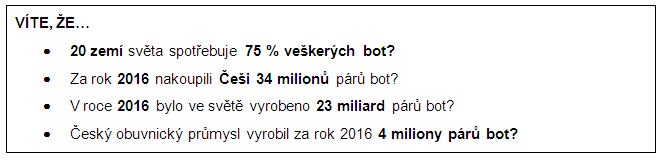 rámeček se statistikou o výrobě bot