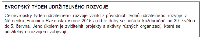 Krátce z historie Evropského týdne udržitelného vývoje