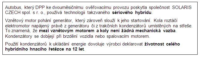 rámeček s informacemi o technologii sériového hybridu