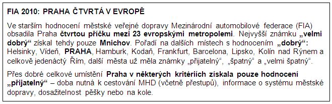 rámeček s informacemi o tom, jak dopadlo pražské MHD ve studii z roku 2010