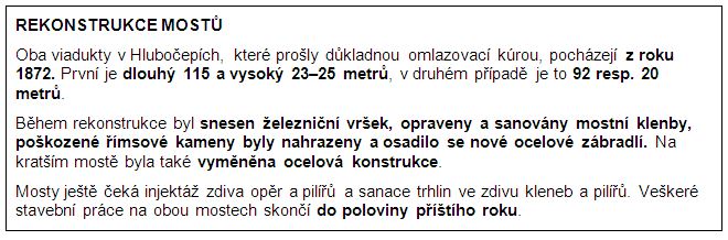 rámeček s detailnějšími informacemi o rekonstrukci obou hlubočepských mostů