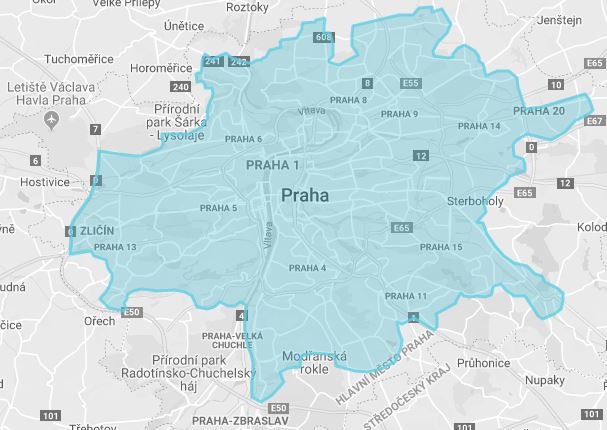 MAPKA LOKALITY VOLNÝ CARSHARING