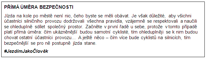 tabulka skrátkým textem, proč by cyklisté měli dodržovat pravidla a být ohleduplní