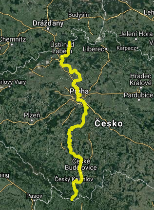 mapka Eurovelo 7 v Česku