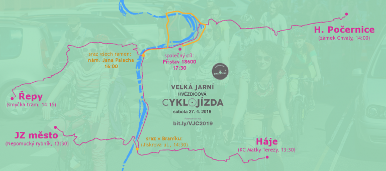 schematická mapka jednotlivých tras cyklojízdy