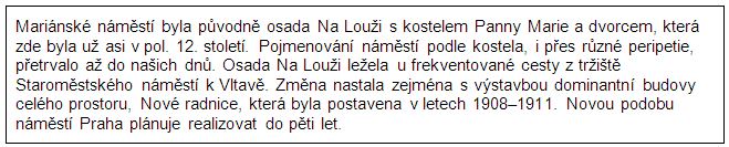 rámeček s historickými informacemi o náměstí