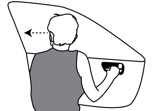 komiks ukazující, jak řidič otevírá dveře auta pravou rukou