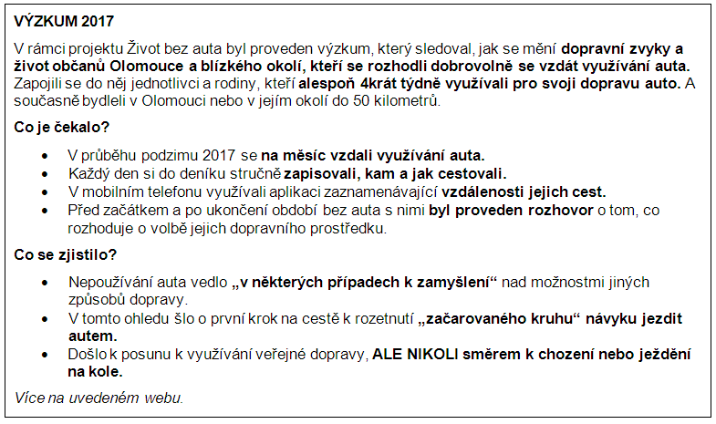 výzkum a jeho výsledky v bodech