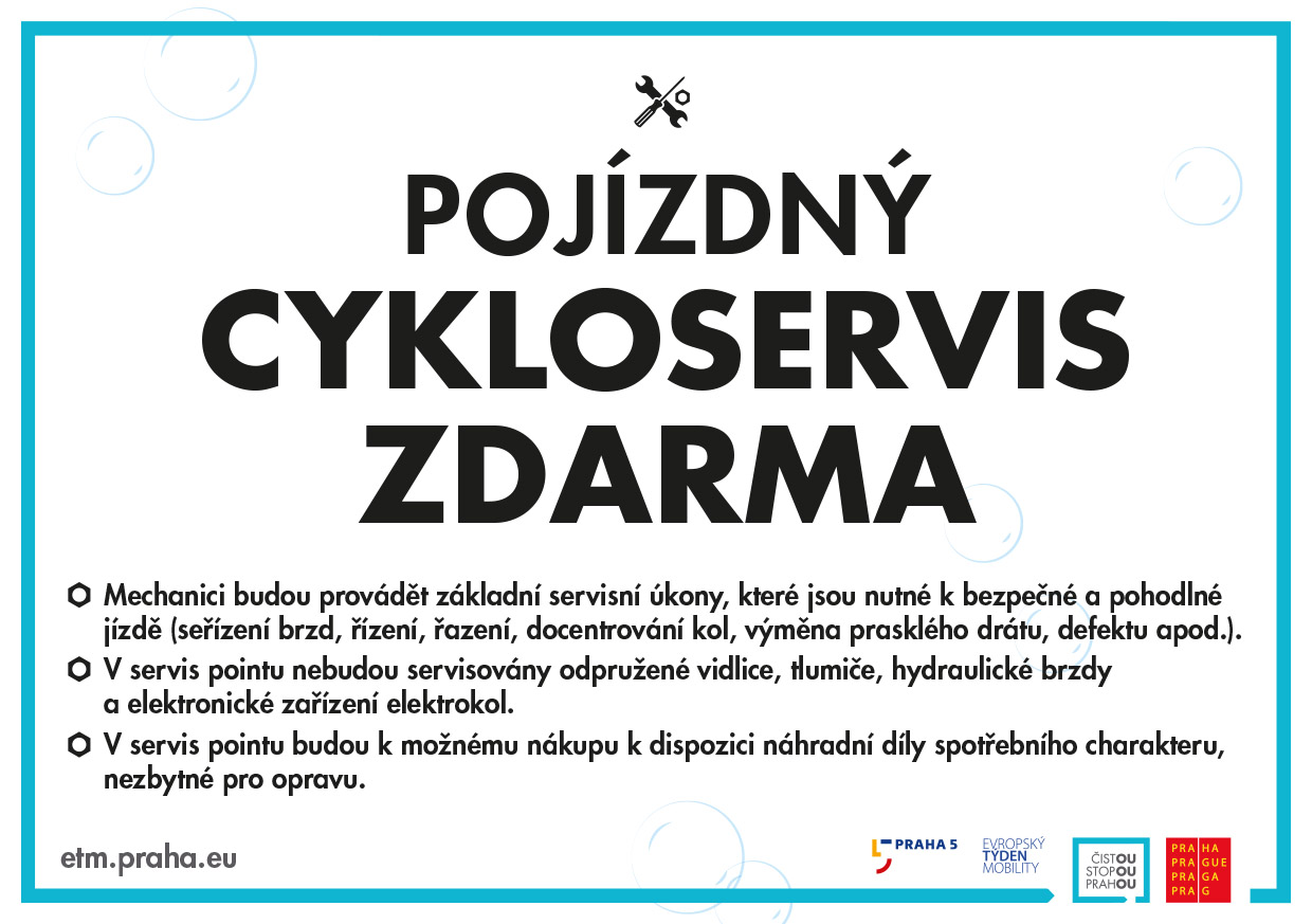 letáček s informacemi o pojízdném cykloservisu zdarma