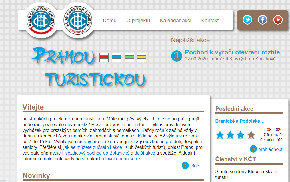 printscreen homepage www.prahouturistickou.cz