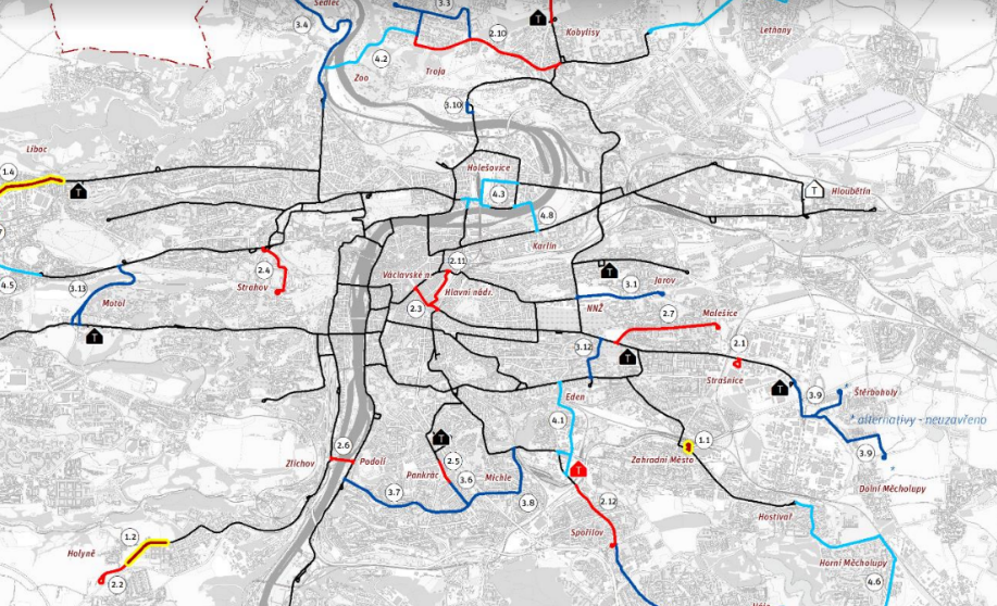 mapa rozvoje tramvajových stratí