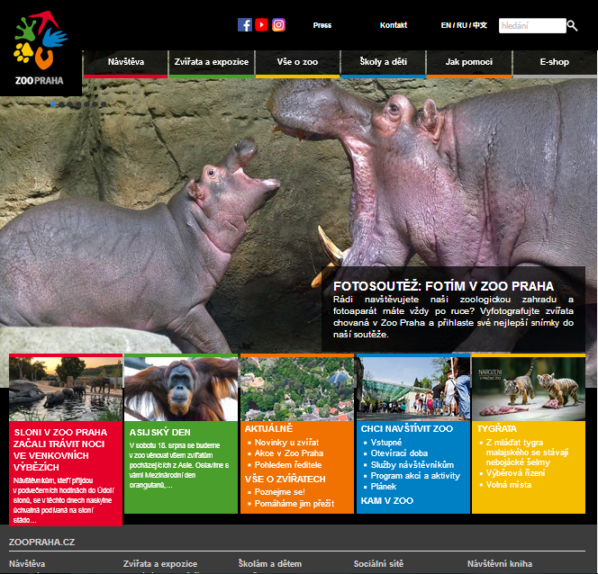 homepage pražské zoo