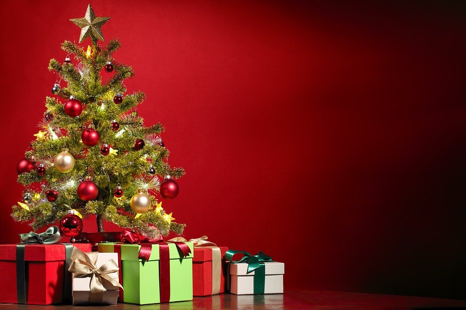 vánoční stromek, pod ním dárky