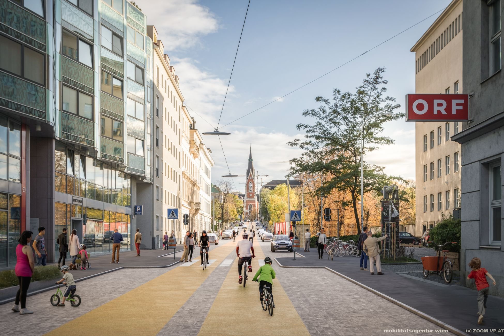 Vídeň: zcela nové pojetí ulice s větším prostorem pro chodce a cyklisty a omezeným vjezdem pro auta.