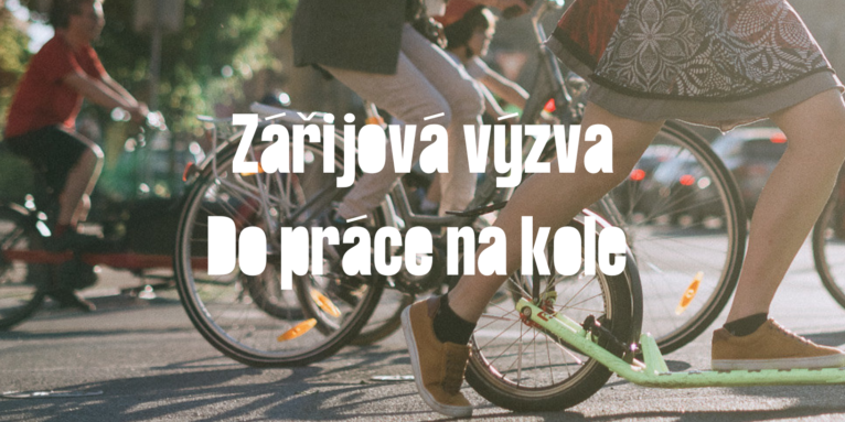 foto cyklisty a jezdce na koloběžce s nápisem Zářijová výzva Do práce na kole