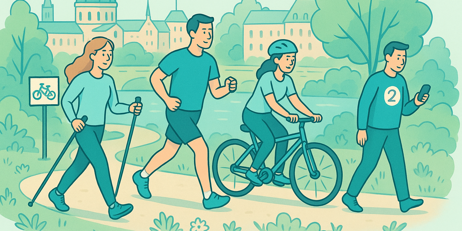 pěšky i během i s hůlkami