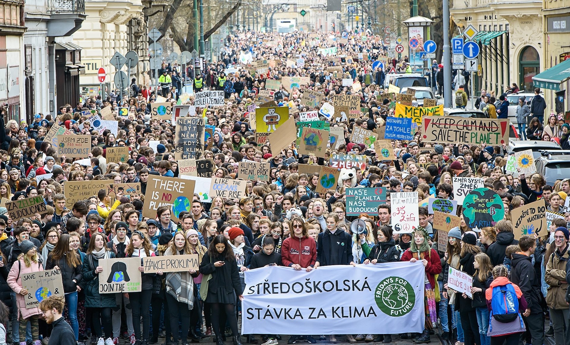 foto z páteční demonstrace studentů