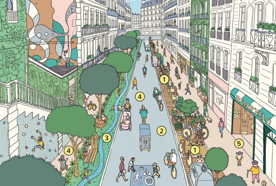 kresba pařížské ulice - představa, ja bude vypadat po změnách