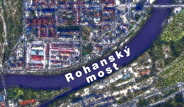 mapka s umístěním Rohanského mostu