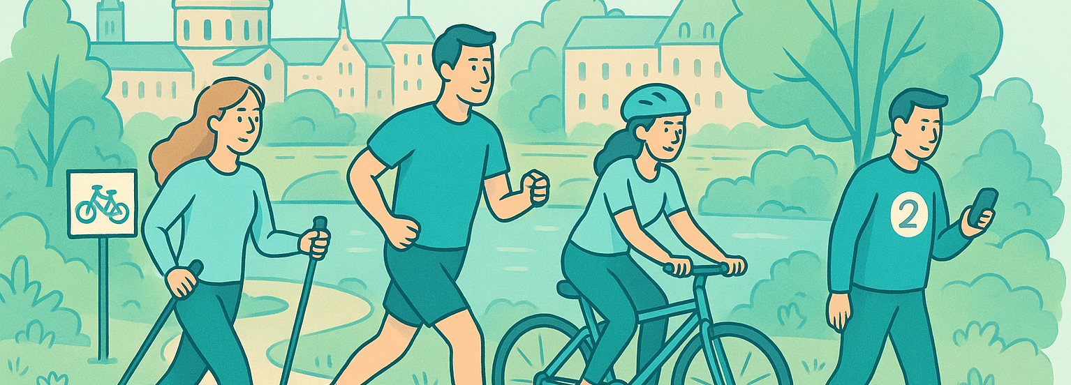 pěšky i během i s hůlkami