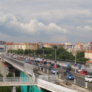 Pohled na Nuselský most v rekonstrukci